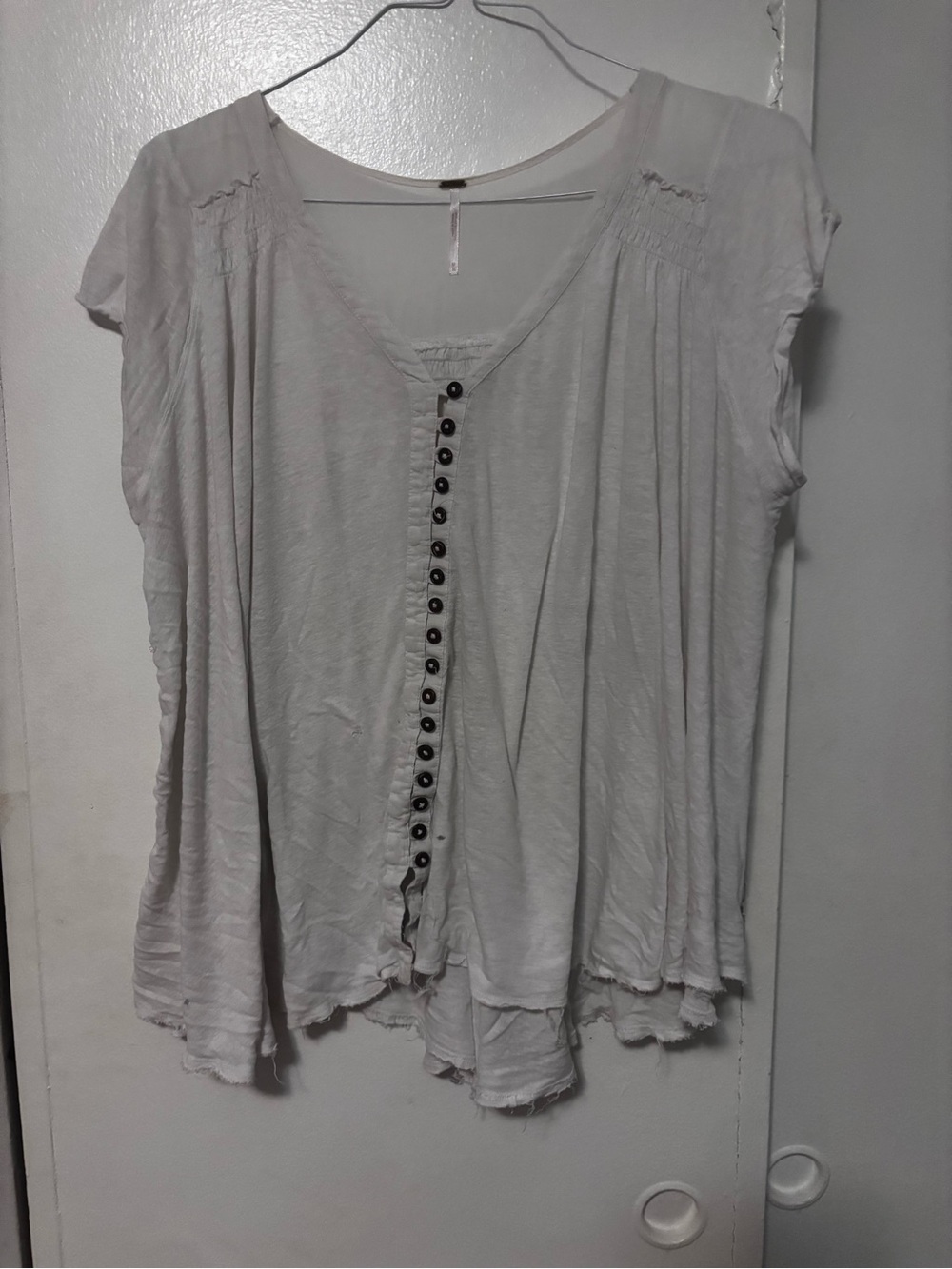 free people overzied front button white tunic top size medium